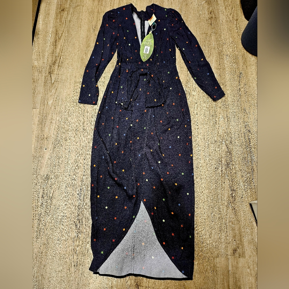 FARM Rio Black Dots Midi Dress
